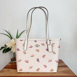 Coach Cream Tote with Snail Pattern